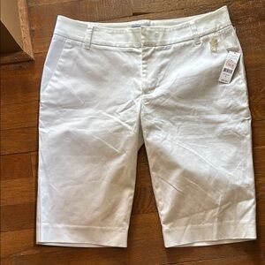 Lord & Taylor White Bermuda Shorts Classic Cotton Blend